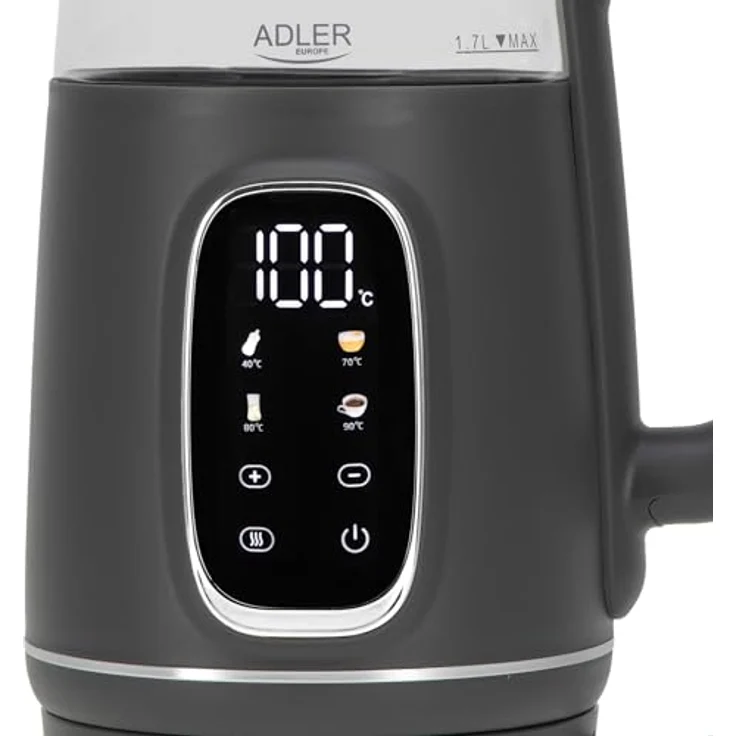 ADLER Wasserkocher AKS 2200, 1,7L mit Touchpanel, 5 Temperaturprogrammen, Warmhaltefunktion und LED-Display, mit Filter – Bild 5