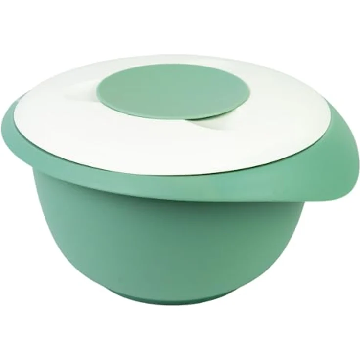 Westmark Rühr-/Backschüssel mit zweigeteiltem Deckel, 2,5 l, Mit Ausgießer, Kunststoff, Mint-Grün/Weiß – Bild 1