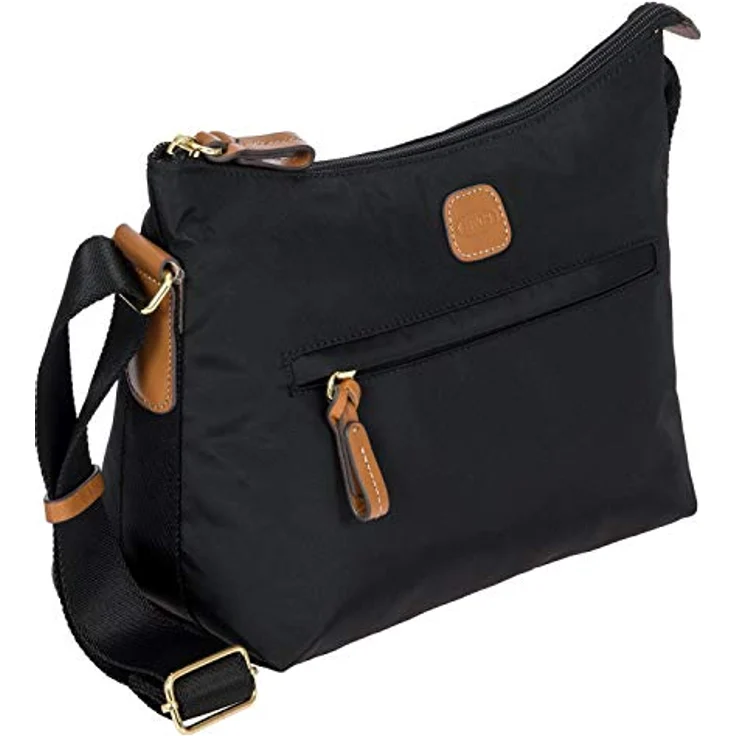 Bric's X-BAG & X-Travel Umhängetasche, Nylon mit Lederdetails, schwarz, verstellbarer Schultergurt, Reißverschlusstaschen – Bild 2