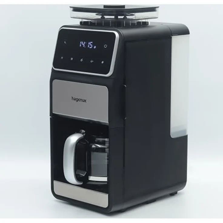 Hagenuk Kaffeemaschine mit Mahlwerk, 12 Tassen, Timer, Flachmahlwerk, DIRECT-DROP-SYSTEM, Warmhaltefunktion, 200g Bohnenbehälter, Permanentfilter – Bild 2