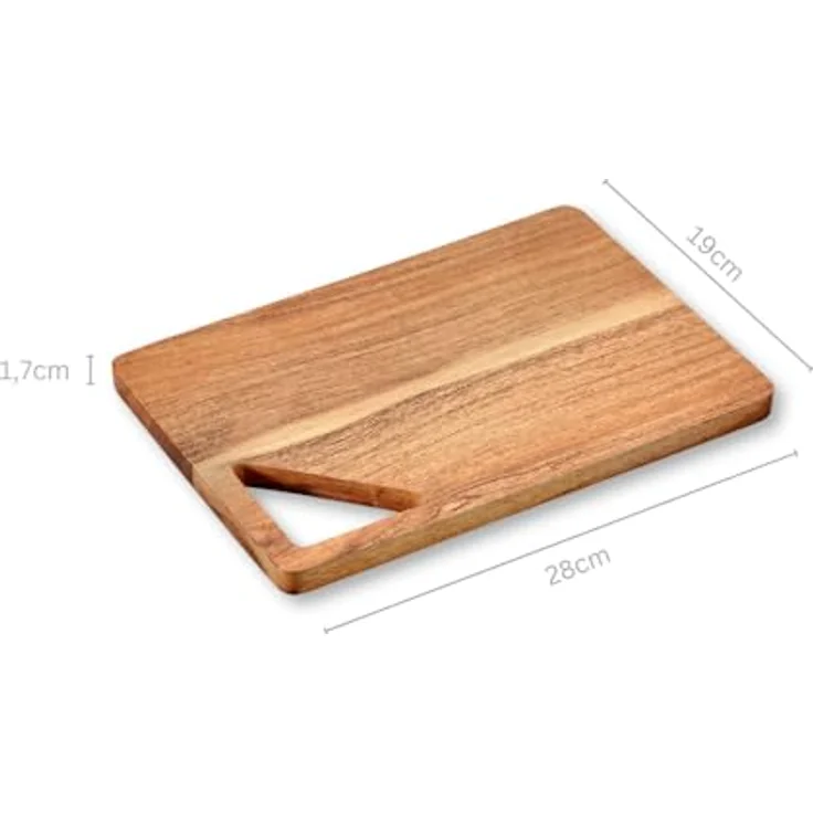 KESPER Schneidbrett aus Akazienholz, 28 x 19 x 1,5 cm, braun, mit Aussparung und hoher Schnittfestigkeit – Bild 3