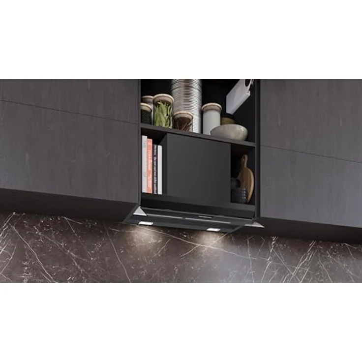 Siemens LJ67BDP60, iQ500 Integrierte Designhaube, 60 cm, Klarglas schwarz bedruckt, mattschwarz, mit Home Connect und dimmbarer LED-Beleuchtung – Bild 11
