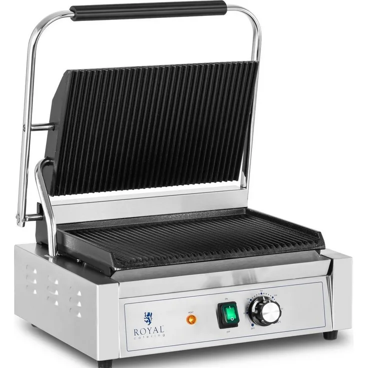 Royal Catering Kontaktgrill Gastro 2.200 W geriffelt 50 - 300 °C 33 x 22 cm, 2200 W - Profi Elektrogrill für vielseitige Zubereitung