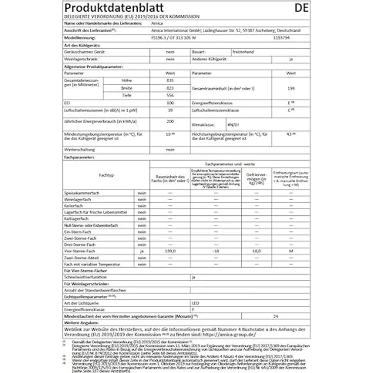Amica GT 313 105 W Gefriertruhe, freistehend, Energieklasse E – Bild 10