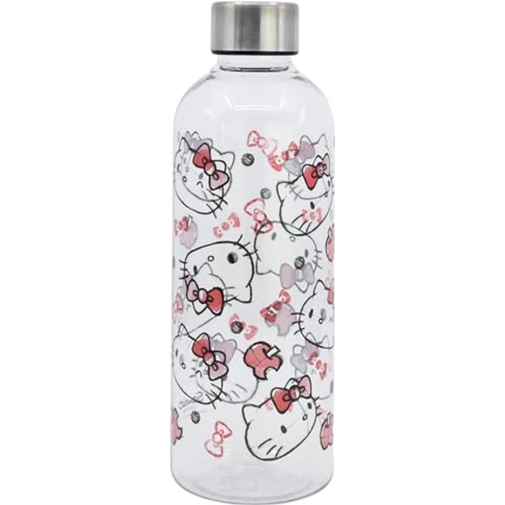 Tinisu Hello Kitty Trinkflasche, 850 ml, BPA-frei, transparente Flasche mit Metallverschluss – Bild 1