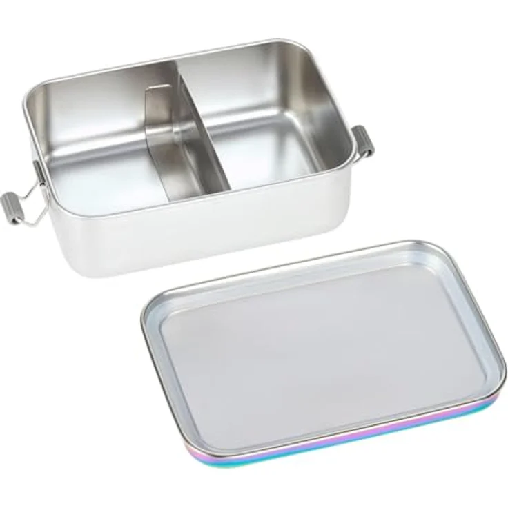LÄSSIG Bold Lunchbox Edelstahl Rainbow, sichere Brotdose mit Silikondichtung, 17 x 12,5 x 6 cm – Bild 2