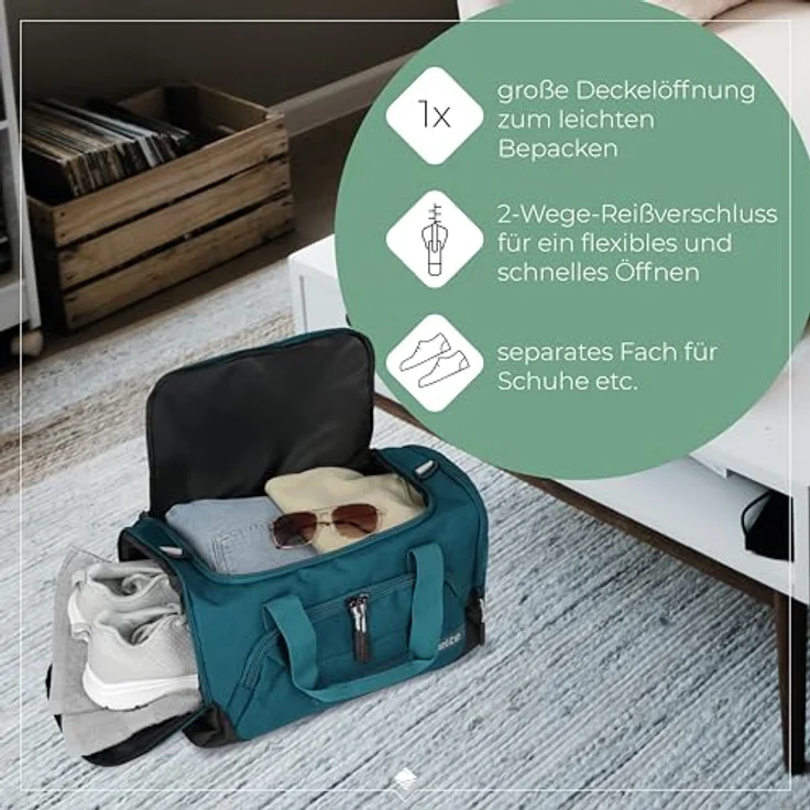 Travelite Kick Off Weekender Reisetasche S, 40 cm, petrol, 100% Polyester – Bild 6