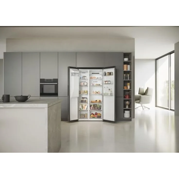 Haier HSR5918DIMP Side-by-Side-Kühlschrank, freistehend, edelstahl, NoFrost, Energieklasse D – Bild 6