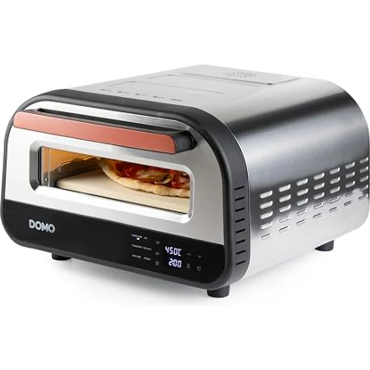 Domo elektrischer Pizzaofen "Pizza Genius", 1700 W, keramischer Stein 32 cm, digitale Steuerung mit 6 Programmen, Edelstahlgehäuse – Bild 2