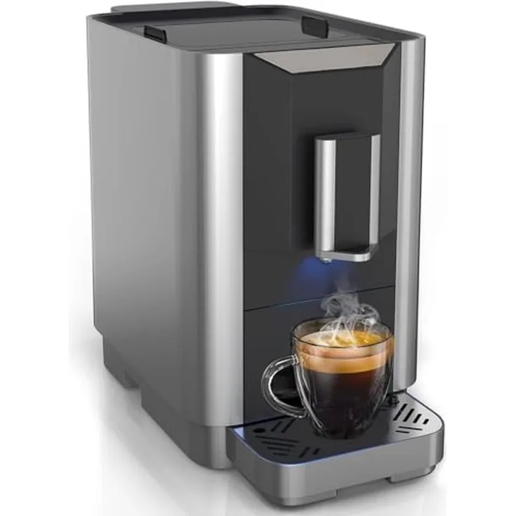 Acopino Venezia Kaffeevollautomat Antrazit mit Direktwahltaste für Espresso und Kaffee, Touchdisplay