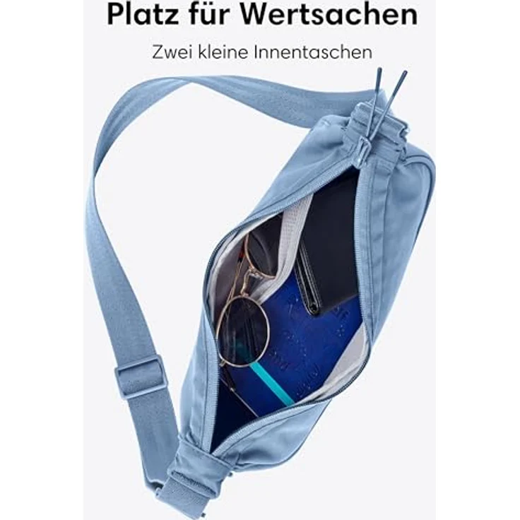 LARKSON Solveig Small Crossbody Bag, wasserabweisende Umhängetasche im Halbmond Design für Damen und Herren, blau – Bild 5
