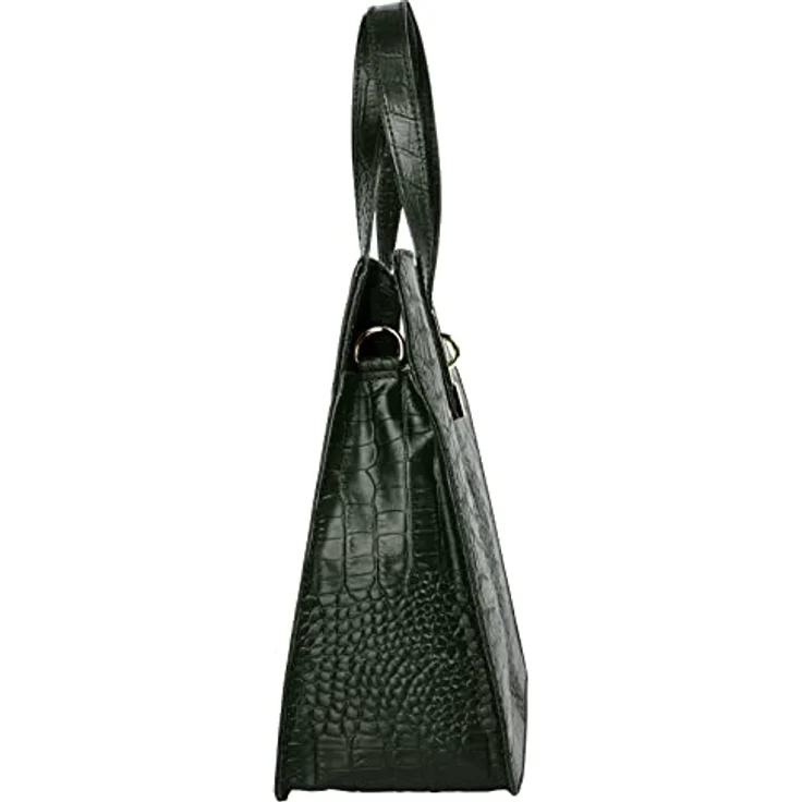 Cluty Kroko-Handtasche, grün, 2-geteiltes Hauptfach mit Reißverschluss, abnehmbarer Schultergurt, goldene Details – Bild 5
