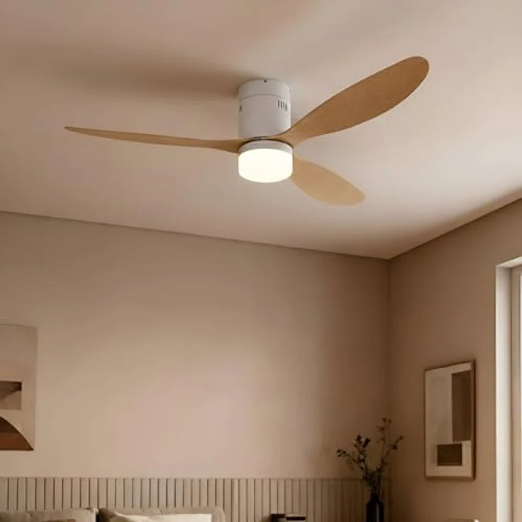 Lucande Kayu 10022105, LED Deckenventilator mit Lampe, CCT-Funktion, Fernbedienung, Weiß, 1-flammig, 132 cm – Bild 3