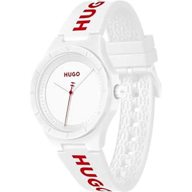 HUGO Analog Quarzuhr #LIT for HIM, Silikonarmband in Weiß, präzise 3-Zeiger-Anzeige, 42 mm Gehäusedurchmesser, wasserabweisend bis 5 bar – Bild 2