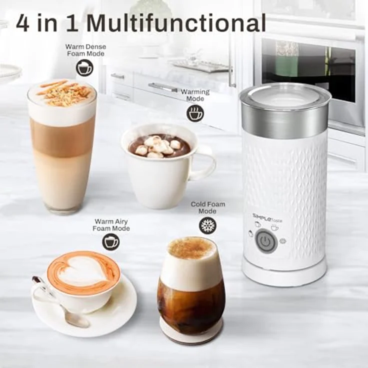 SIMPLETASTE Milchaufschäumer 4 in 1, elektrischer automatischer Milchschäumer für heißen und kalten Milchschaum, 300 ml Kapazität, mit einfacher Reinigung und automatischer Abschaltung – Bild 4