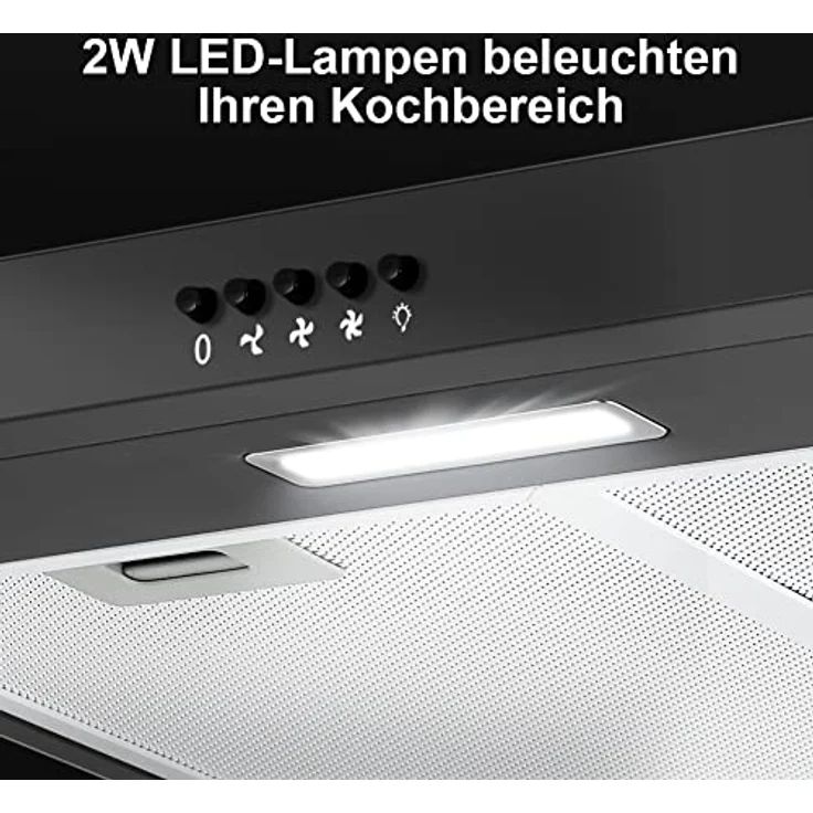 GASLAND SR60BP, 60cm Wand-Dunstabzugshaube mit 200m³/h Saugleistung, 2W LED-Licht und 2 Aluminium-Fettfiltern, schwarz – Bild 4
