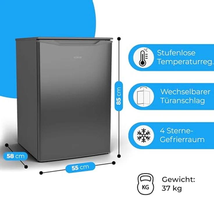 Bomann® Gefrierschrank 87L | Gefrierschrank klein mit Temperaturbereich ≤ -18°C | 3 Schubladen | Tiefkühlschrank mit wechselbarem Türanschlag | Freezer Tiefkühlschrank klein GS 7253 inox – Bild 5