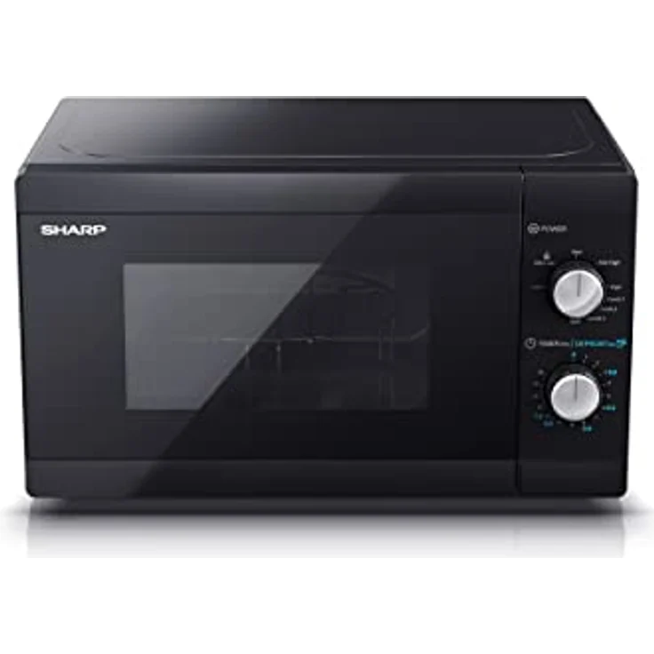 Sharp YC-MG01E-B Mikrowelle mit Grill, 20 Liter Garraum, 800 Watt, Garraumbeleuchtung, Grillgestell, Timer, schwarz – Bild 4