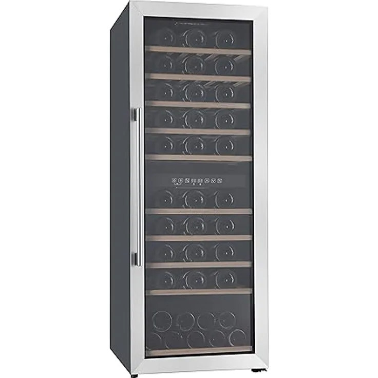 PKM WKS72-2 Weintemperierschrank 193 L | Für 72 Flaschen | Leise (42 dB) | Wechselbarer Türanschlag | Automatisches Abtauverfahren