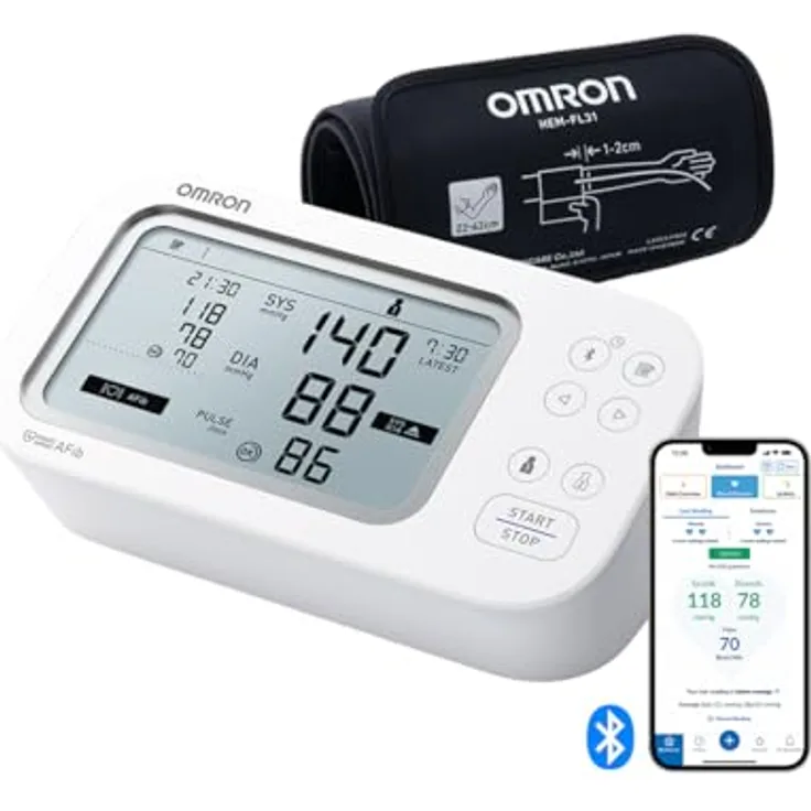 OMRON X7 Smart AFib Oberarm-Blutdruckmessgerät | Vorhofflimmern-Screening | Intelli Wrap Manschette 22–42 cm | kostenlose App