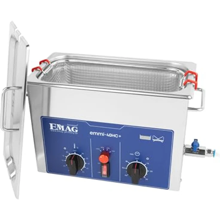 Emag Emmi-40HC Plus Ultraschallreiniger, 240W, 4.5l mit Heizung und Edelstahl-Schwingwanne – Bild 7
