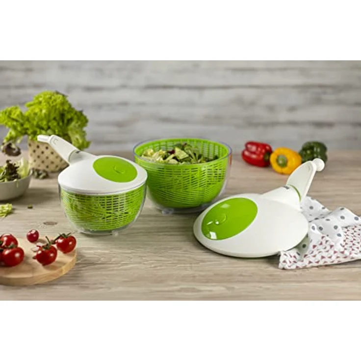 Salatschleuder 26 cm, weiss-grün - mit Stopptaste auf dem Deckel – Bild 8