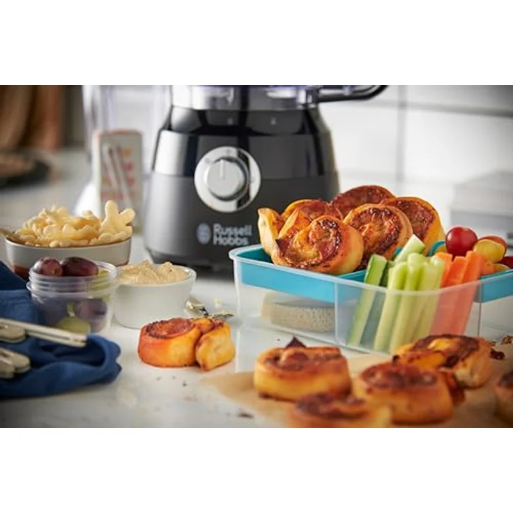 Russell Hobbs Küchenmaschine Matt Schwarz (1,5l Standmixer-Aufsatz & 2,5l Rührschüssel, Edelstahlscheibe zum Schneiden & Raspeln, Teigwerkzeug, Emulgiereinsatz) Food Processor 24732-56 – Bild 5