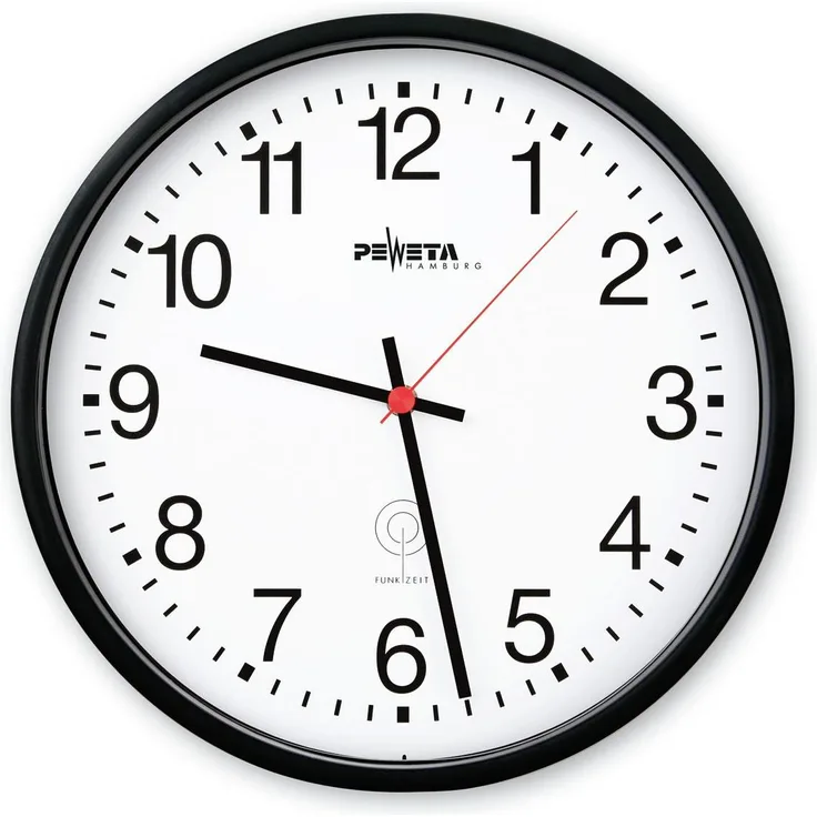Peweta Wanduhr (30 cm) mit extragrossen Zahlen und automatischer Sommer- und Winterzeit Umstellung
