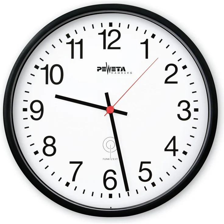 Peweta Wanduhr (30 cm) mit extragrossen Zahlen und automatischer Sommer- und Winterzeit Umstellung