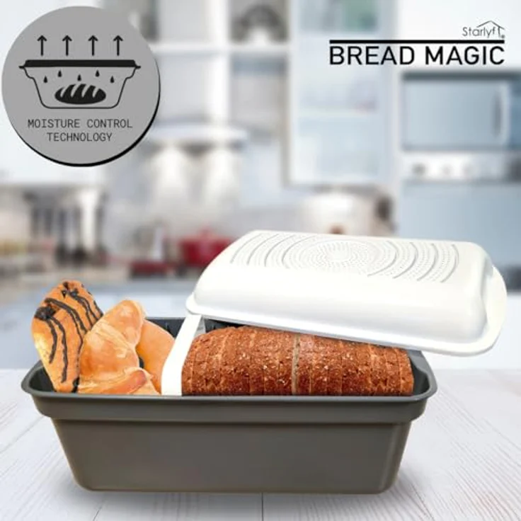 STARLYF Bread Magic Brotkasten mit atmungsaktivem Membran-System, effektive Aufbewahrung, Brotaufbewahrung, Design (32 x 17,5 x 15 cm) – Bild 3