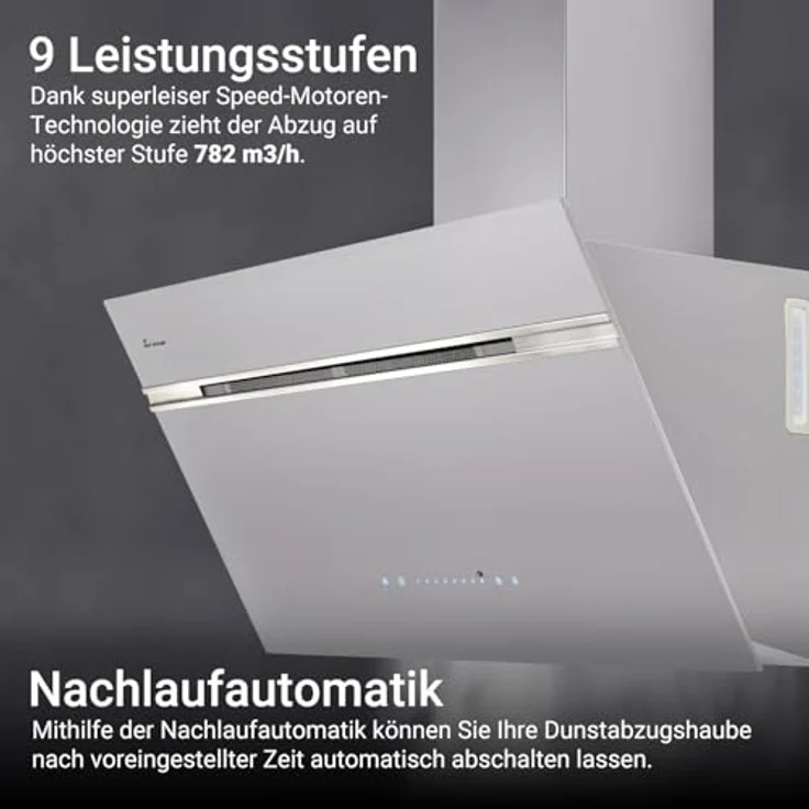 KKT KOLBE A+++ Dunstabzugshaube AURORA9005WED, 90 cm, 782 cbm/h, kopffrei, Weiß Silber Glas, mit Smart WiFi, SensorTouch und RGBW LED-Beleuchtung – Bild 5
