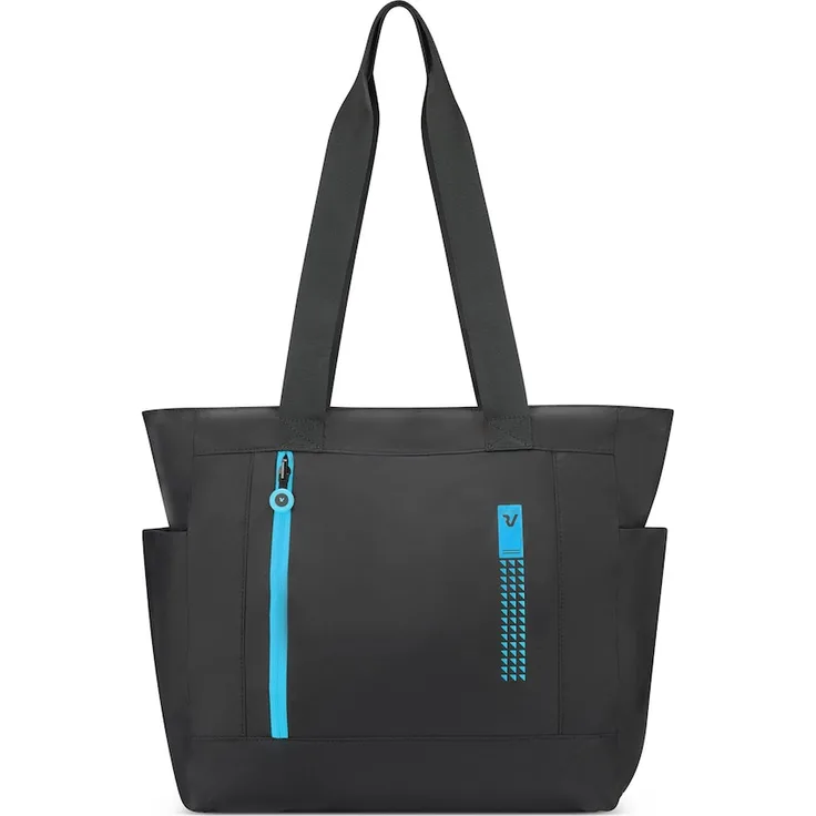 Roncato Compact Neon Shopper Tasche, 37 cm, Petrol, faltbar, aus robustem Polyester mit Reißverschlussfach