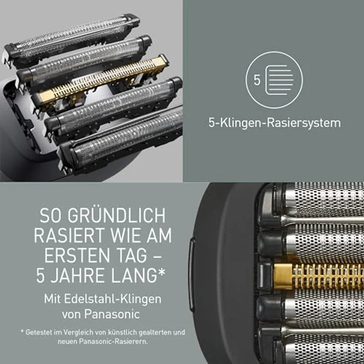 Panasonic ES-PV3B-K803 Series 900s Premium Kompakt-Rasierer, Nass- und Trockenrasierer mit 5 Klingen, reaktionsschneller Bartsensor, USB-C, Anthrazit – Bild 3