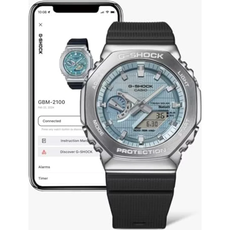 Casio Watch GBM-2100A-1A2ER, Bluetooth Solar Armbanduhr in Silber mit blauem Zifferblatt – Bild 5