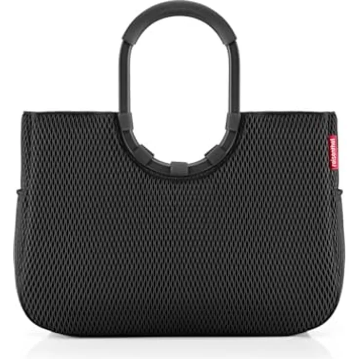 reisenthel loopshopper L mesh black, Einkaufstasche mit 25 l Volumen, schwarz, wasserabweisend, mit Innentasche und Aluminiumgriffen