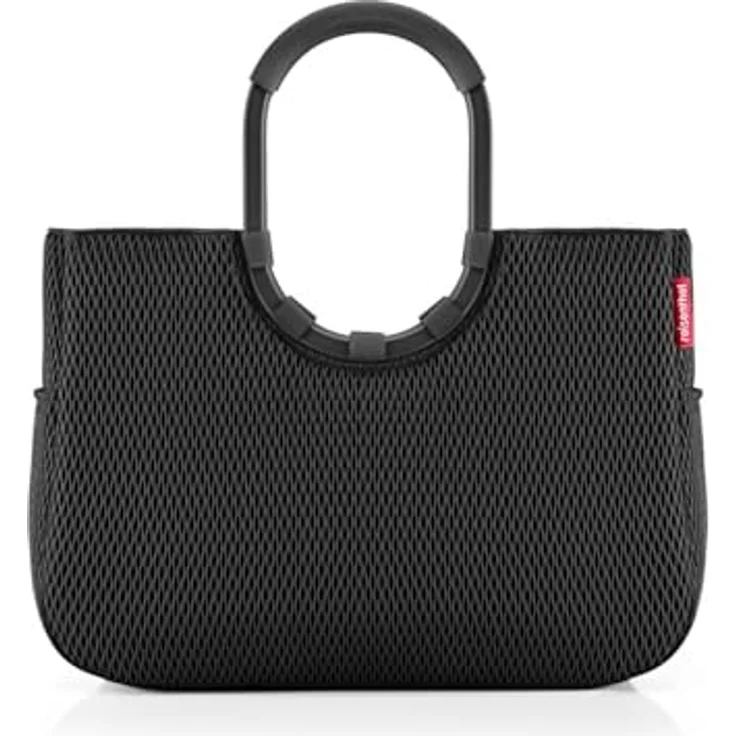reisenthel loopshopper L mesh black, Einkaufstasche mit 25 l Volumen, schwarz, wasserabweisend, mit Innentasche und Aluminiumgriffen – Bild 1