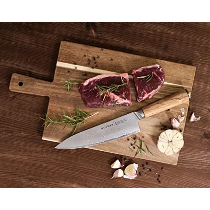 KLAMER Damast Chefmesser 20cm, extra scharfes Küchenmesser, echter japanischer Damaststahl, Fleischmesser – Bild 5
