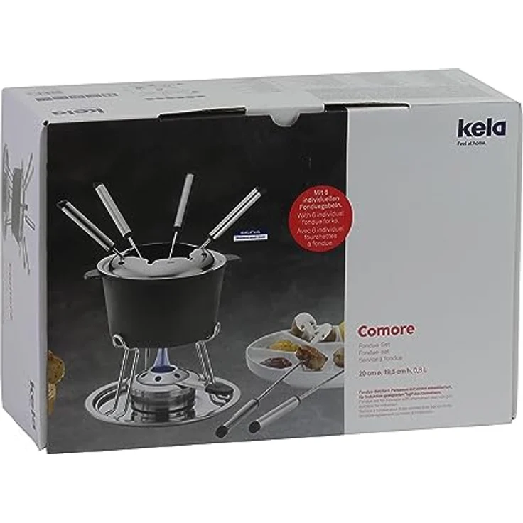kela Fondue-Set Comore Gusseisen schwarz 19,5cm 20cmØ, 20x20x19,5 cm – Bild 6
