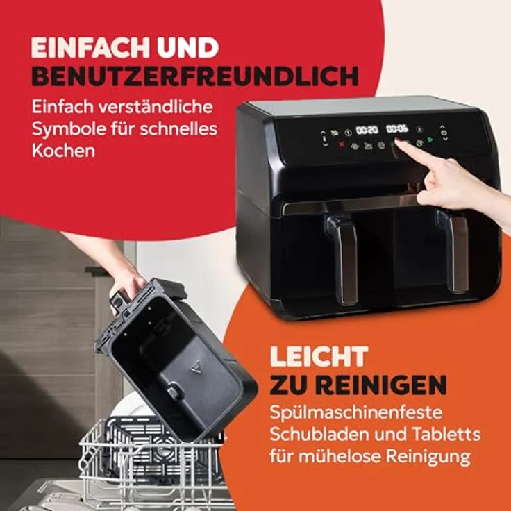 Instant Pot Vortex Dual Drawer 8L – Digitale Heißluftfritteuse, Schwarz, 8-in-1 Intelligentes Programm – Frittieren, Backen, Braten, Grillen, Dehydrieren, Aufwärmen, SyncCook und SyncFinish – 1550-1850W – Bild 4