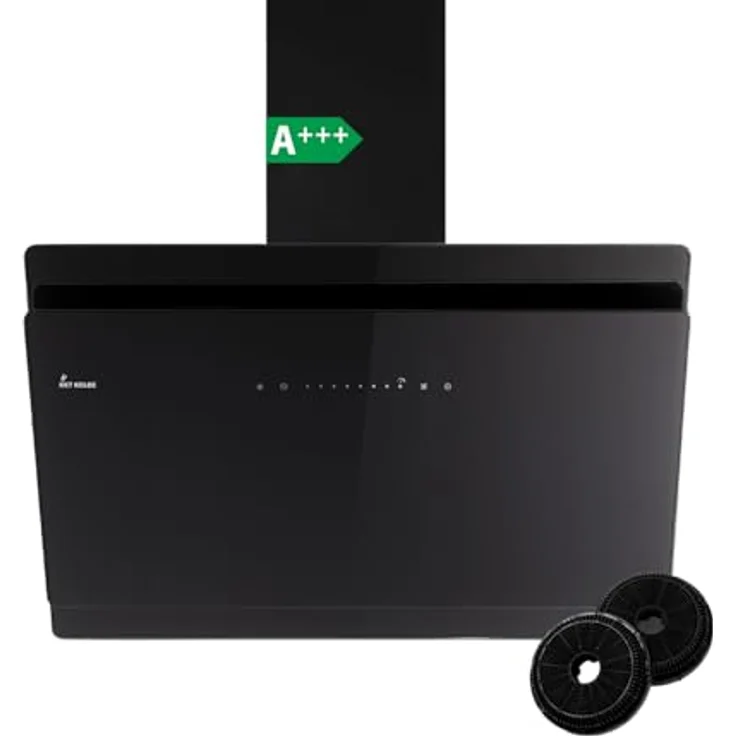 KKT KOLBE SOLO9005S A+++ Dunstabzugshaube 90 cm, kopffrei, Schwarz, Glas, 782 cbm/h, Umluft/Abluft, Nachlaufautomatik, SensorTouch, LED-Beleuchtung – Bild 1