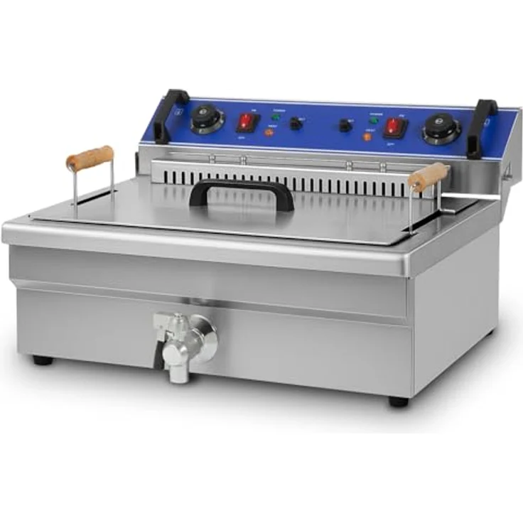 vertes Fritteuse FA1-FRT25-1T, 5000W, 50-250°C, Edelstahl, Kaltzonenprinzip, 25L Becken – Bild 1