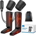 RENPHO Beinmassagegerät mit Wärme, Luftkompressionsmassagegerät zur Entspannung der Waden-, Fuß- und Oberschenkelmuskulatur, 2 Wärmemodi, 6 Modi und 4 Intensitäten - All-in-One-Luftkompressionsmassage, verbesserte Wärmemassage, personalisierte Massageerlebnisse, Schwarz