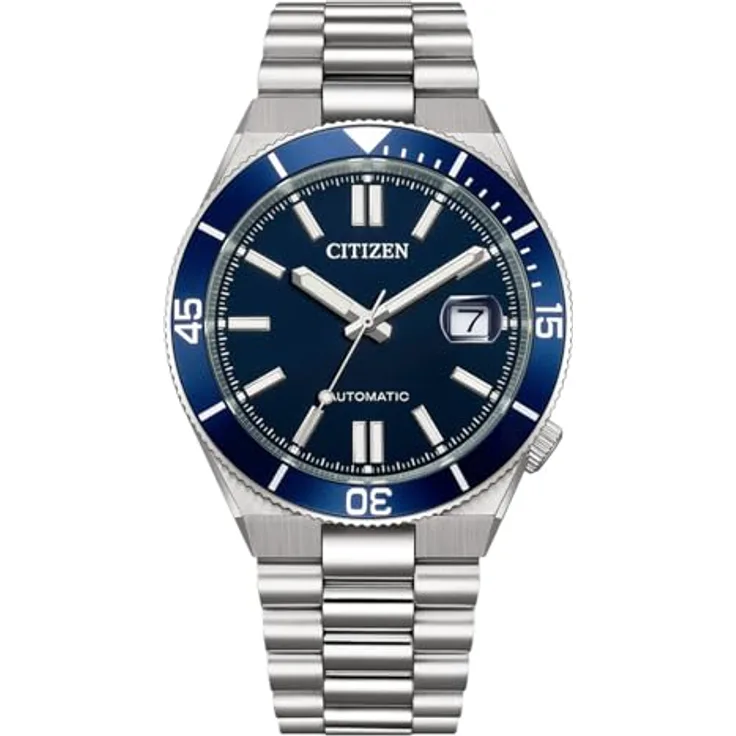 Citizen NJ0230-59L Herrenuhr Automatik, Edelstahl silberfarben, blaues Zifferblatt, 10 ATM wasserdicht, 40 mm Durchmesser