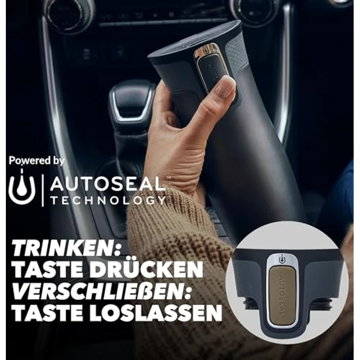 Contigo Thermobecher West Loop Autoseal, Edelstahl Isolierbecher, Kaffebecher to go, auslaufsicher, spülmaschinenfester Deckel BPA-frei, 470 ml , Latte , 470 ml – Bild 3