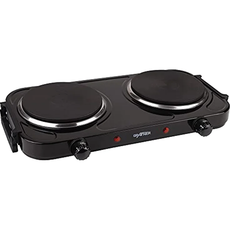 Grafner KP10880 Kochplatte doppelt 2000 Watt mit klappbaren Griffen Schwarz – Bild 3