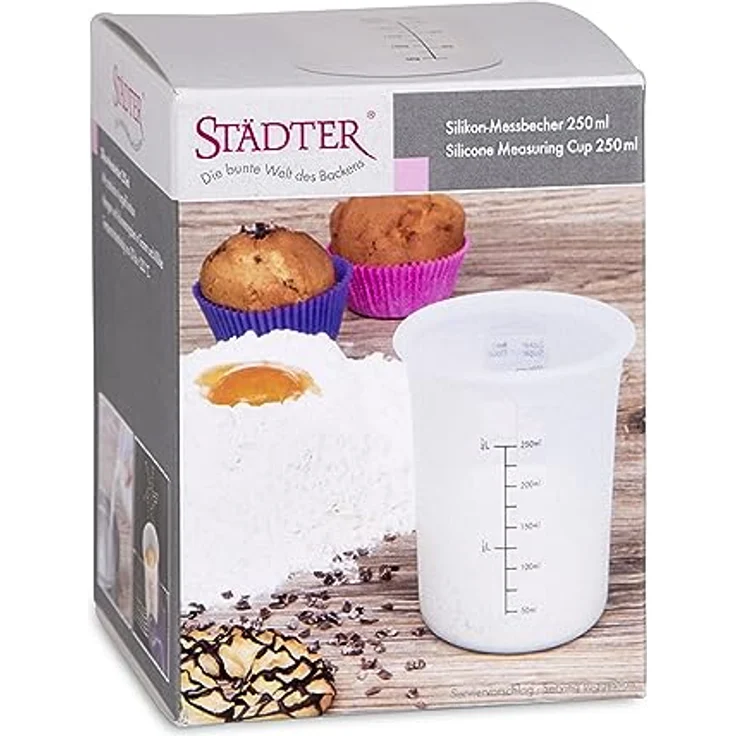 Städter Silikon Messbecher 250 ml, flexibles und hitzebeständiges Küchenutensil, grün – Bild 2