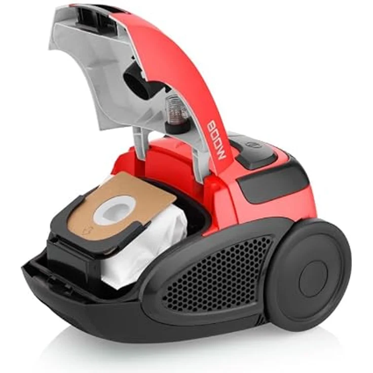 HYUNDAI ELECTRONICS Bodenstaubsauger mit Beutel VC068R | 800W Motor | 2l Volumen | Rot – Bild 5