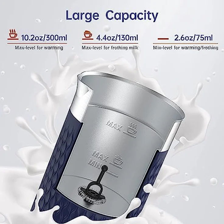 SIMPLETaste Milchaufschäumer 4-in-1, Elektrischer Milchdampfgarer, Automatischer Heiß- und Kaltschaumbereiter, Milchwärmer für Latte, Cappuccino, Macchiato, bis zu 300 ml Kapazität – Bild 4