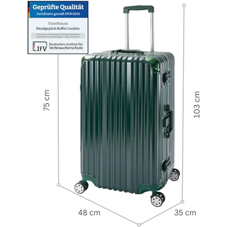 Travelhouse Hartschalen-Trolley London Sports Trunk, 4 Rollen, TSA Zahlenschloss Alu-Rahmen Schnappverschluss Polycarbonat-Hartschale, Sportgepäck-Koffer XL, blau – Bild 3