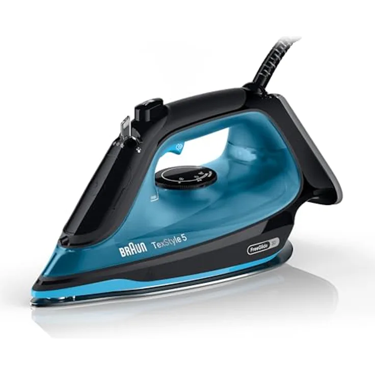 Braun Household TexStyle 5 SI5256 BL Dampfbügeleisen mit FreeGlide 3D Bügelsohle, Präzisionsspitze, Vertikaldampf, Anti-Tropf-System, 210 g/min Dampfstoß, 300ml Wassertank, 2600W, Schwarz/Blau